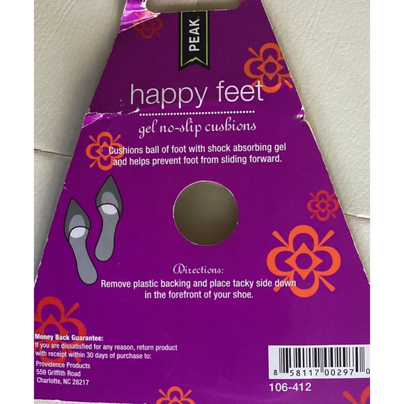 Ball of Foot Gel Pads Cushioning Peel N Stick Womans 1 Pair NEW Happy Feet - Picture 2 of 4